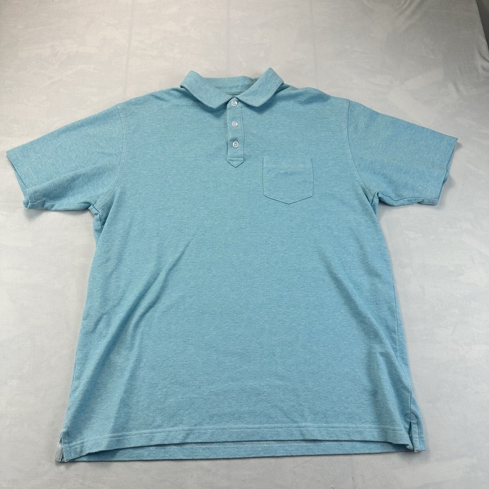 Cypress Club Golf Polo Shirt Men's Large Aqua Heather Pocket Performance
